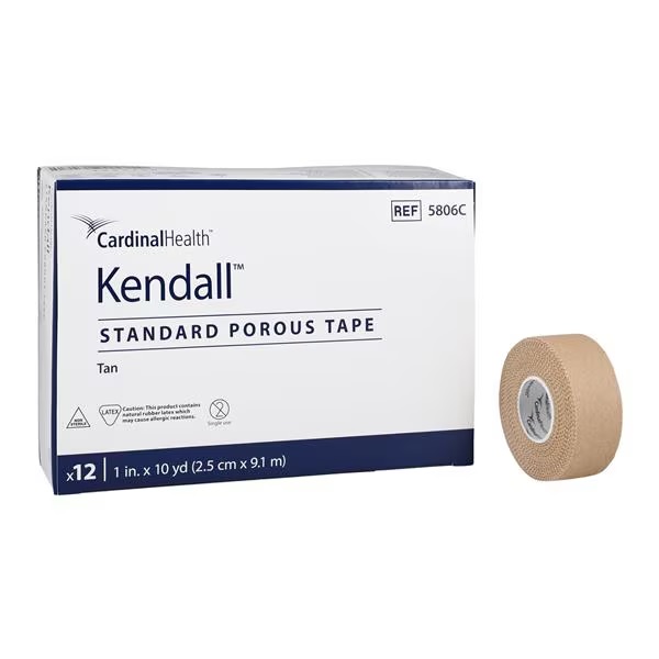 Tape Medical Tape Kendall™ Standard Porous Tan 1 Inch X 10 Yard Cloth NonSterile (12/BX 12BX/CS) by Cardinal  ID 5806C